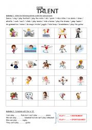 English Worksheet: TALENTS