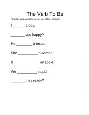 English Worksheet: The Verb To Be