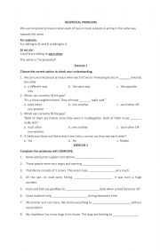 English Worksheet: Reciprocal Pronouns