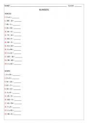 NUMBERS - CROSSWORDS