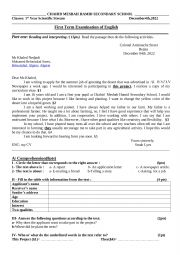 English Worksheet: Application letter