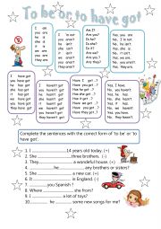 English Worksheet: To be or to have got 
