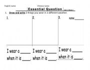 English Worksheet: Wonders G2 U3Wk4 EQ - How weather affects us