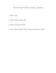 English Worksheet: The War That Saved My Life Chapter 1 Quiz