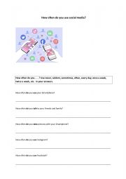 English Worksheet: How often do you use social media