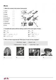 English Worksheet: Music and types of films