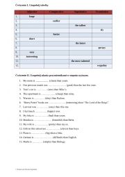 English Worksheet: Comparison of adjectives - comparative and superlative adjectives