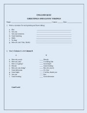 English Worksheet: Greetings & Leave Takings Quiz