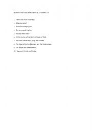 English Worksheet: ERROR CORRECTION