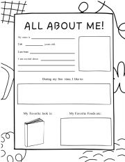 English Worksheet: All About Me