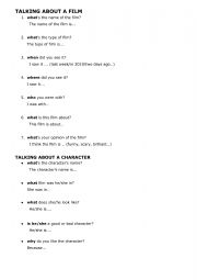 English Worksheet: past simple speaking movies