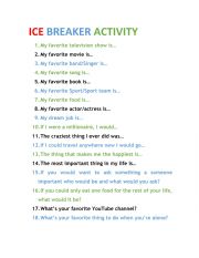 ice breakers - ESL worksheet by juanfabra