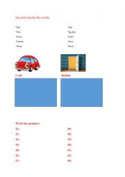 English worksheet: say and classify the words