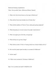 English Worksheet: Halloween listening comprehension