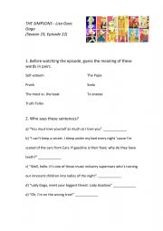 English Worksheet: The Simpsons Worksheet (Episode 22, Season 23), 