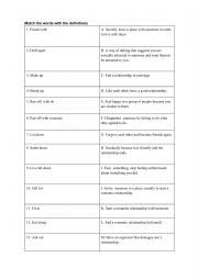 English Worksheet: Vocabulary on RELATIONSHIPS