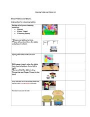 English Worksheet: Table and Chair cleaning Checklist