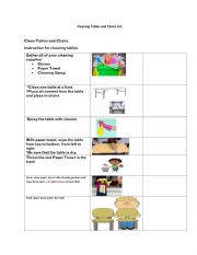 Table and Chair cleaning Checklist