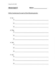 English Worksheet: Go, Play, Ing, See & Look - Word Quiz