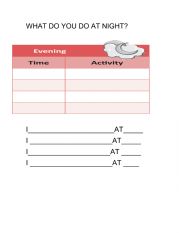 English Worksheet: WHAT DO YOU DO AT NIGHT?