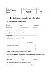 English mid-term 2 test 7th form