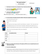 English Worksheet: Not a good weekend