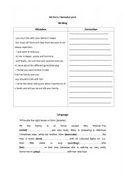 English Worksheet:  Remedial Work