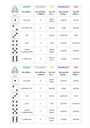 English Worksheet: Fortune telling game - speaking activity