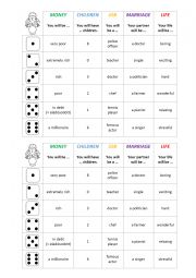 English Worksheet: Fortune telling game - speaking activity