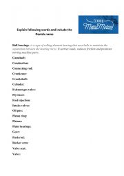 English Worksheet: Explain following words Automechanic