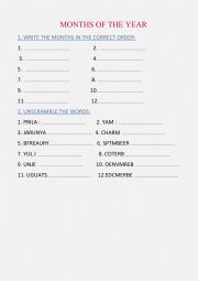English Worksheet: months of the year