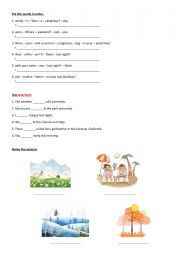 English Worksheet: Weather - arrangement - was/were
