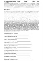 English Worksheet: past simple and text comprehension