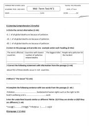 English Worksheet: Mid-Term English Test N2