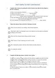 English Worksheet: GRAMMAR past simple past continuous