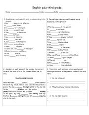 English Worksheet: English quiz third grade