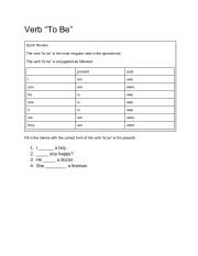 English Worksheet: Verb To Be