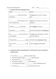 English Worksheet: Test on relative pronouns and past progressive 