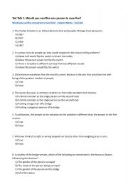 English Worksheet: Ted Talks about ethical dilemmas - listening comprehension