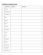 English Worksheet: Adjectives to describe people