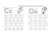 Say and Trace letters Cc, Oo, Aa, and Dd; with ASL letters