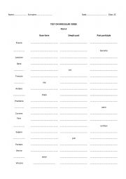 English Worksheet: irregular verbs test