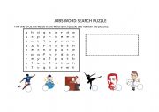 English Worksheet: JOBS WORD SEARCH PUZZLE