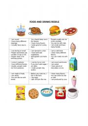 English Worksheet: Food and Drinks Riddle