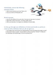 English Worksheet: Social Media - Lets get started