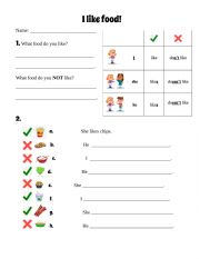 English Worksheet: I LIKE FOOD - likes/dislikes