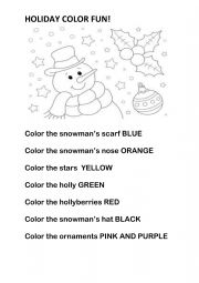 English Worksheet: HOLIDAY COLOR FUN