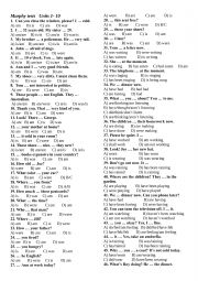 English Worksheet:  Murphy elementary tests 1-10 units