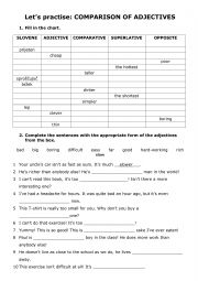 English Worksheet: Comparison of adjectives