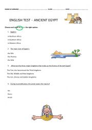 English Worksheet: ANCIENT EGYPT QUIZ TEST